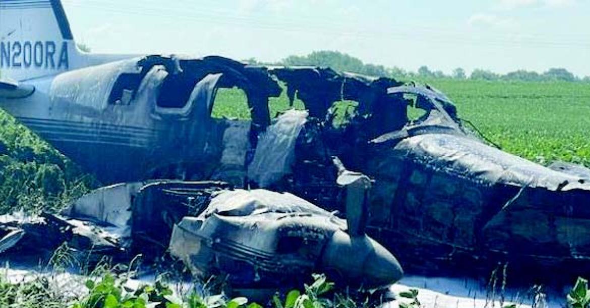 Plane crashes in soybean field