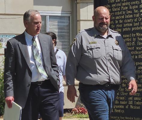 SCOTT CHILDERS walks out of the Ray County Courthouse after his motion to dismiss the case was denied. MIRANDA JAMISON | Staff