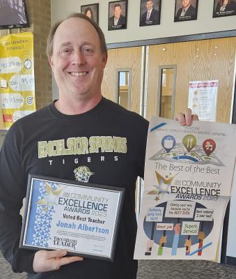 FOR 23 YEARS, Excelsior Springs High School has been blessed with math teacher Jonah Albertson, who puts students first and works hard to ensure they all understand the material. Separately, Albertson was voted ‘Best Teacher” in The Standard’s 2024 Community Excellence Awards. MIRANDA JAMISON | Staff